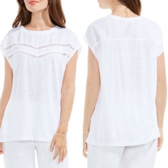 Two by Vince Camuto Tops - Two by Vince Camuto White Linen Drop Shoulder Top